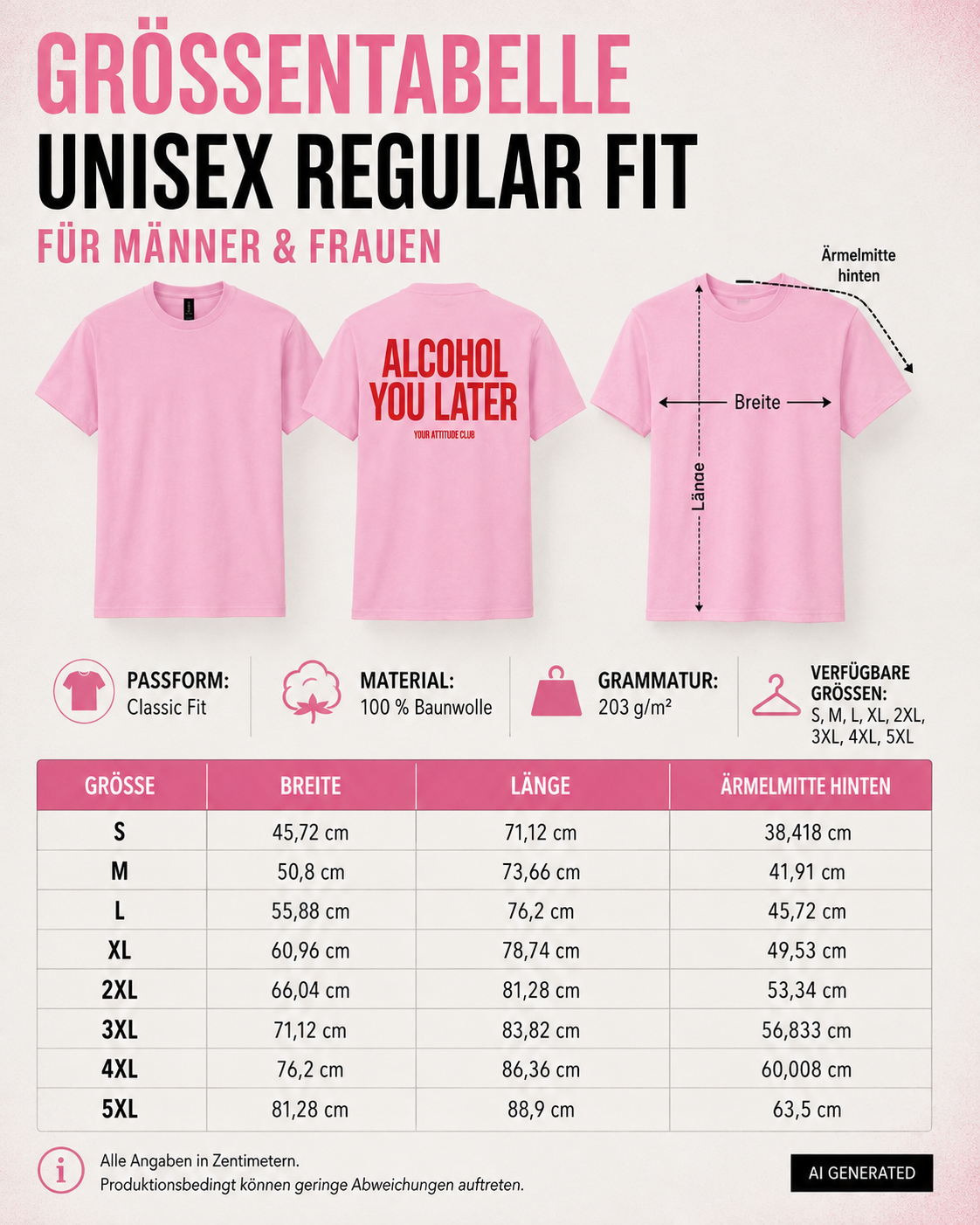 ALCOHOL YOU LATER – Schwarzes Unisex T-Shirt mit weißem Backprint | Regular Fit Party Shirt | Funny Drinking Statement Shirt