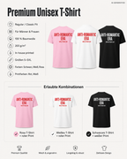 ANTI-ROMANTIC ERA – Weißes Unisex T-Shirt mit rotem Backprint | Regular Fit Statement Shirt | Anti Love & Single Era Shirt 100 % Baumwolle