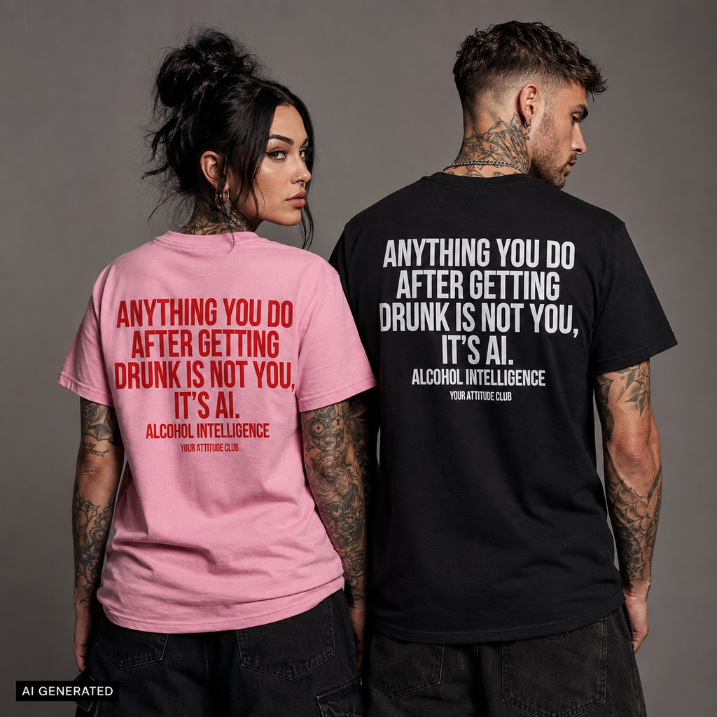 ANYTHING YOU DO AFTER GETTING DRUNK IS NOT YOU, IT’S AI. ALCOHOL INTELLIGENCE – Weißes Unisex T-Shirt | Funny Drinking Shirt | Regular Fit