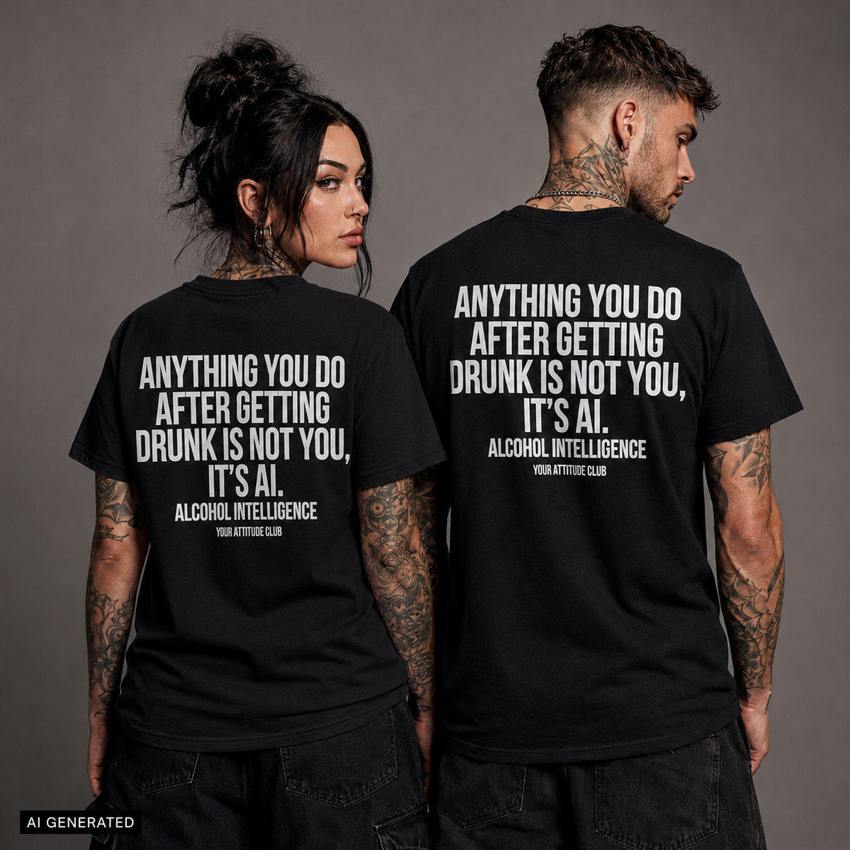 ANYTHING YOU DO AFTER GETTING DRUNK IS NOT YOU, IT’S AI. ALCOHOL INTELLIGENCE – Weißes Unisex T-Shirt | Funny Drinking Shirt | Regular Fit