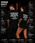 ANYTHING YOU DO AFTER GETTING DRUNK IS NOT YOU, IT’S AI – weißes Unisex Oversize Shirt, roter Backprint, Party T-Shirt, Alkohol Humor, Streetwear