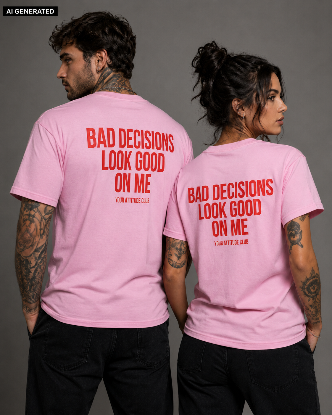 BAD DECISIONS LOOK GOOD ON ME – Schwarzes Unisex T-Shirt mit weißem Backprint | Regular Fit Statement Shirt | Funny Sarcastic Shirt