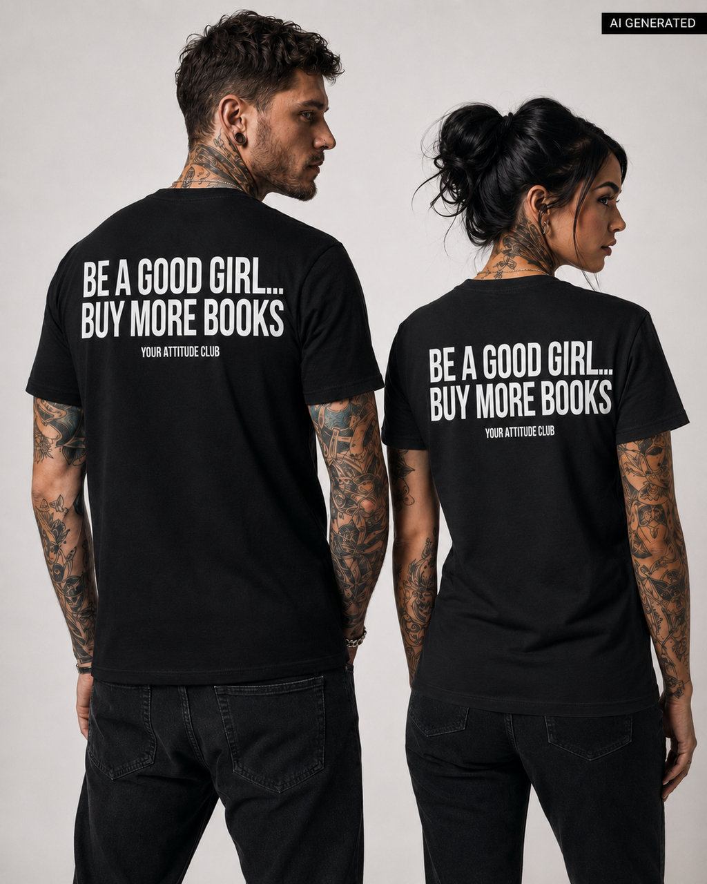BE A GOOD GIRL... BUY MORE BOOKS – Schwarzes Unisex T-Shirt mit weißem Backprint | Book Lover Shirt | BookTok Shirt | Regular Fit