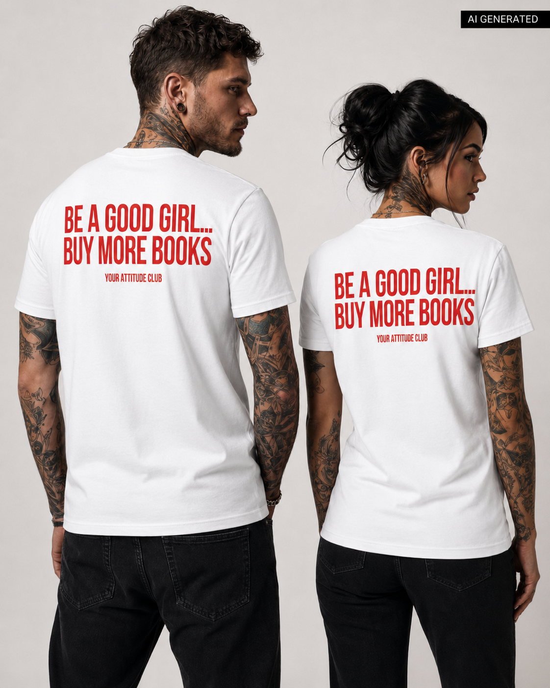 BE A GOOD GIRL... BUY MORE BOOKS – Schwarzes Unisex T-Shirt mit weißem Backprint | Book Lover Shirt | BookTok Shirt | Regular Fit