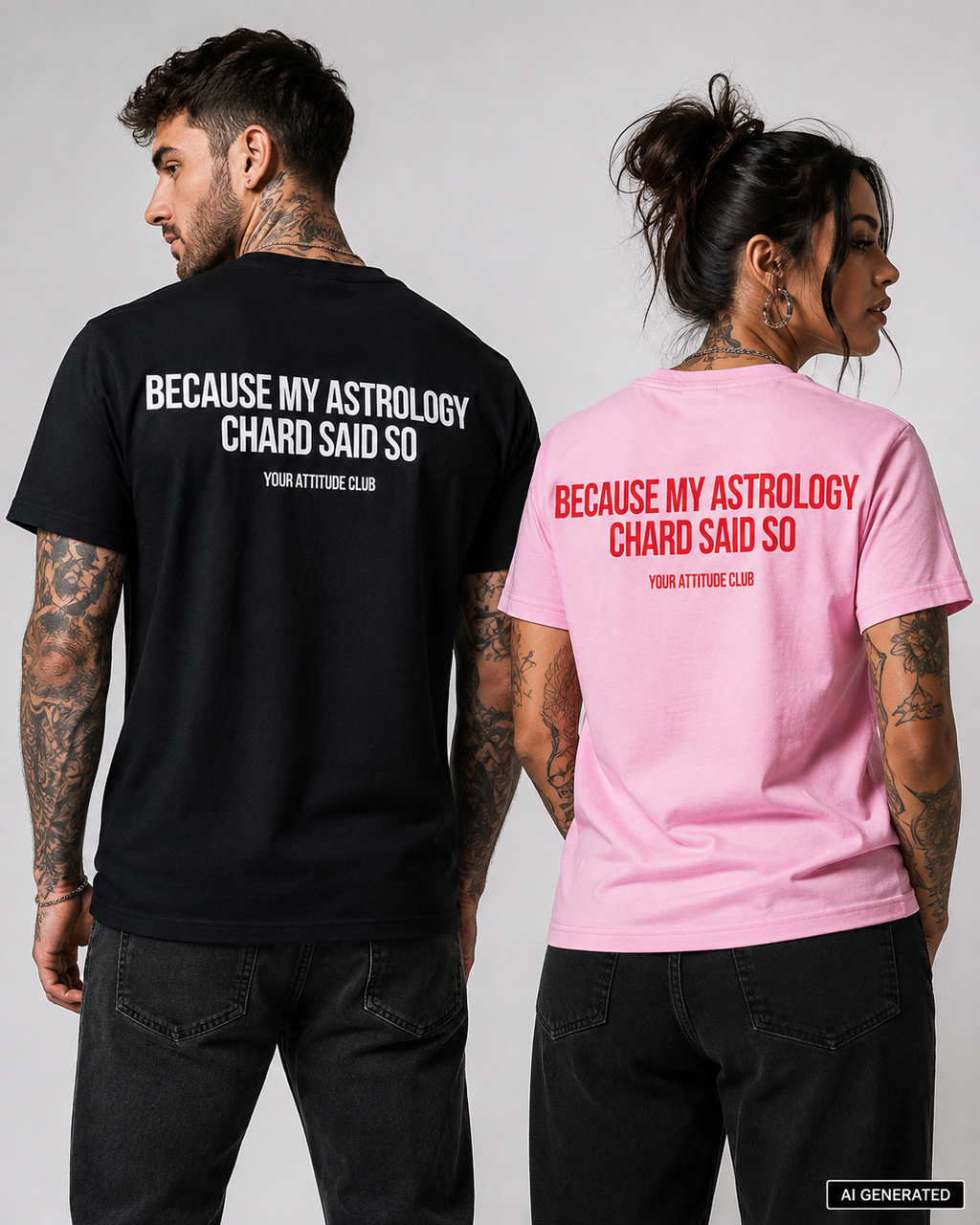 BECAUSE MY ASTROLOGY CHARD SAID SO – Schwarzes Unisex T-Shirt mit weißem Backprint | Astrology Zodiac Shirt | Regular Fit Statement Shirt