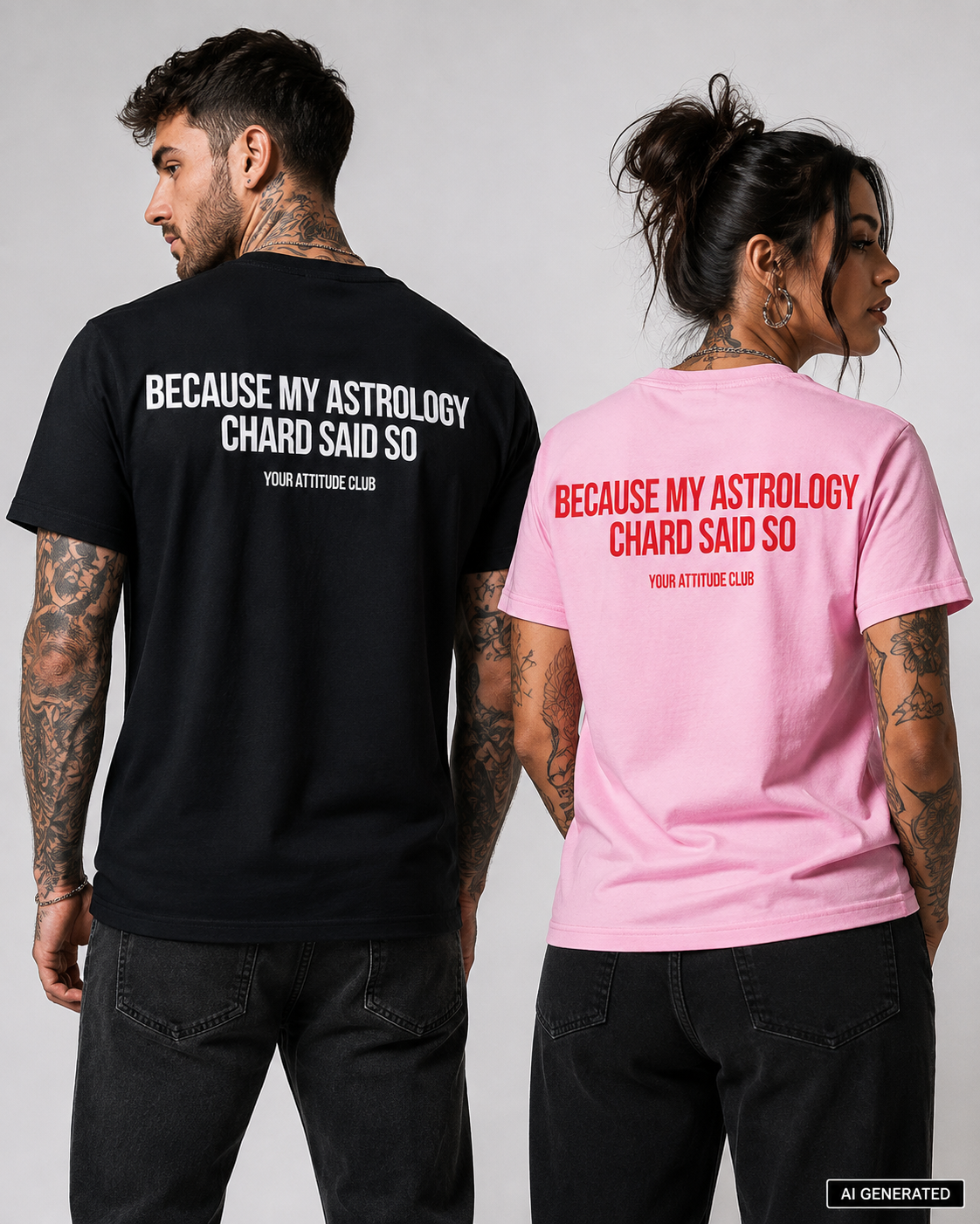 BECAUSE MY ASTROLOGY CHARD SAID SO – Schwarzes Unisex T-Shirt mit weißem Backprint | Astrology Zodiac Shirt | Regular Fit Statement Shirt