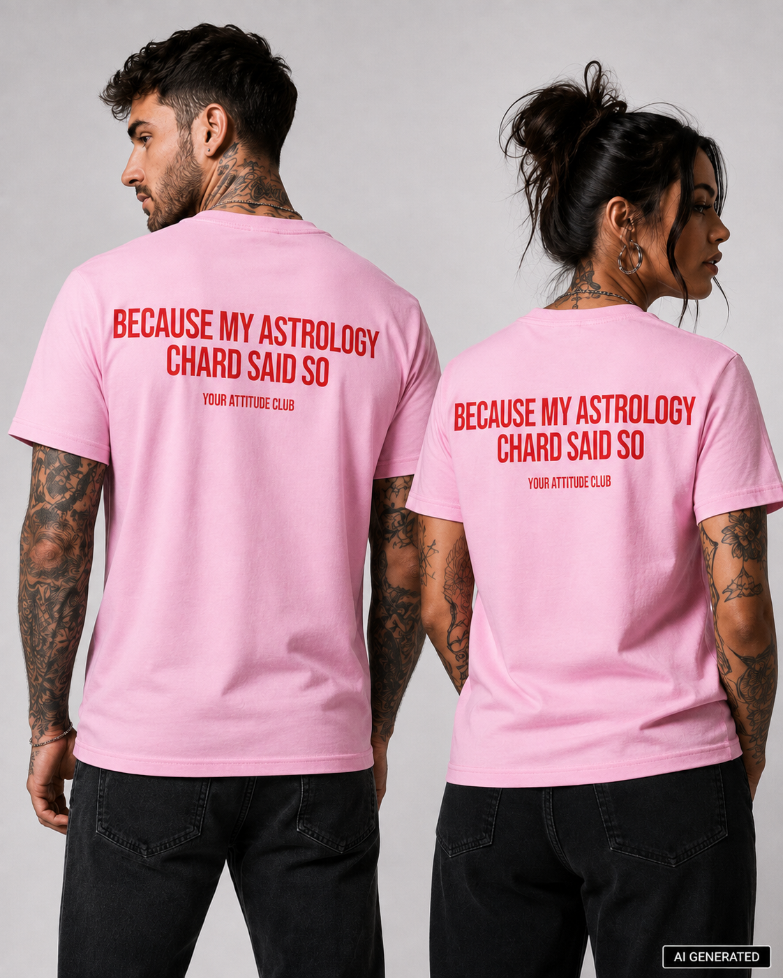 BECAUSE MY ASTROLOGY CHARD SAID SO – Schwarzes Unisex T-Shirt mit weißem Backprint | Astrology Zodiac Shirt | Regular Fit Statement Shirt