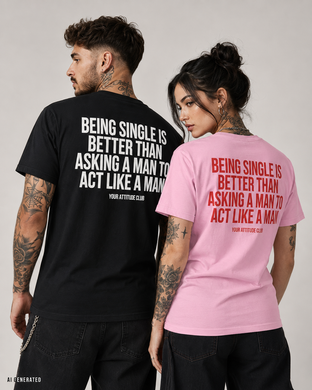 BEING SINGLE IS BETTER THAN ASKING A MAN TO ACT LIKE A MAN – Schwarzes Unisex T-Shirt mit weißem Backprint | Regular Fit Statement Shirt