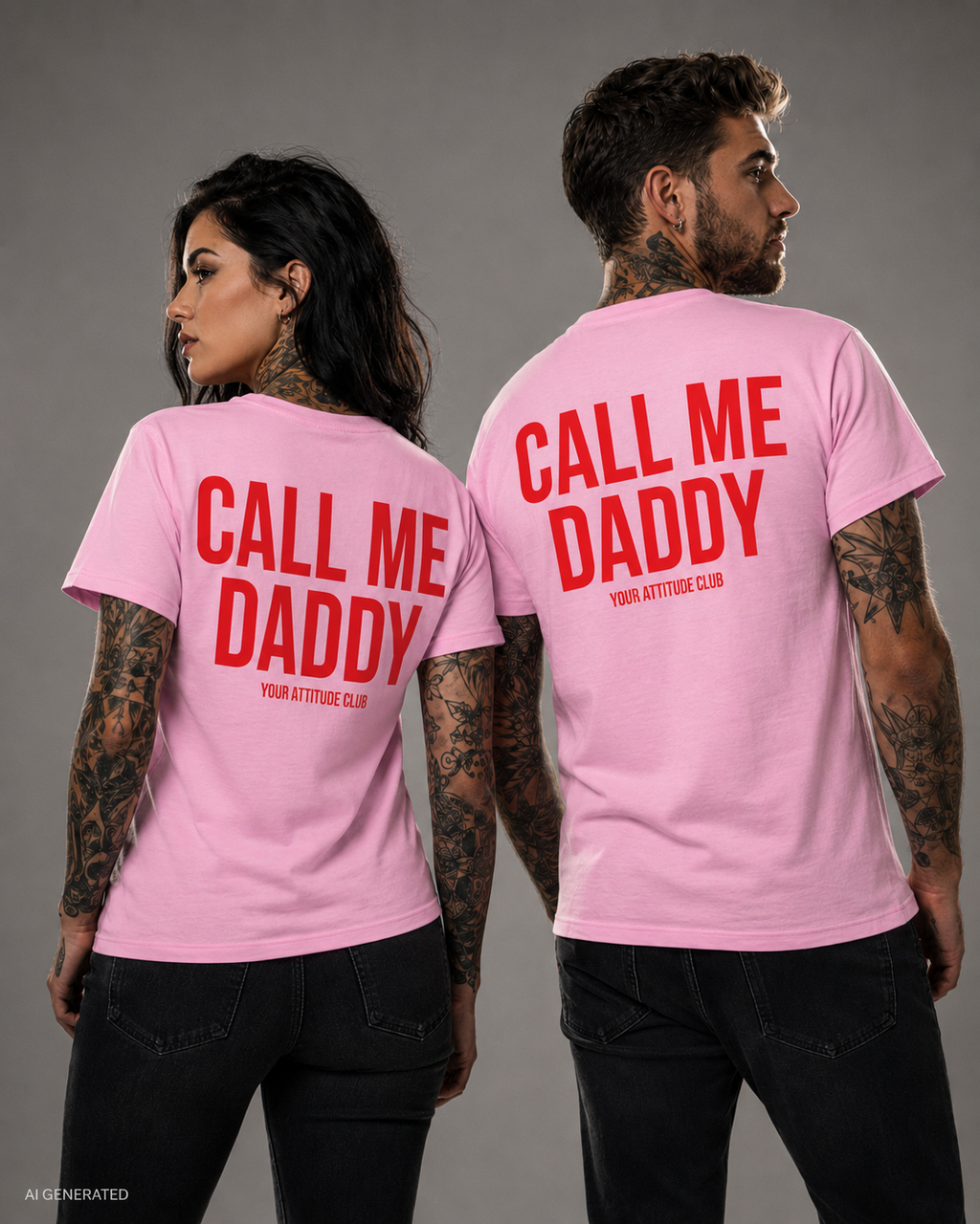 CALL ME DADDY – Weißes Unisex T-Shirt mit rotem Backprint | Regular Fit Statement Shirt | Flirty Adult Humor & Funny Couple Shirt