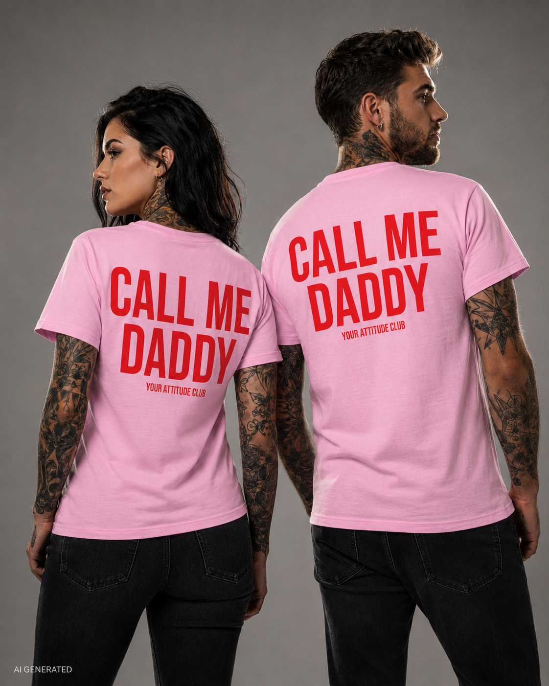 CALL ME DADDY – Weißes Unisex T-Shirt mit rotem Backprint | Regular Fit Statement Shirt | Flirty Adult Humor & Funny Couple Shirt