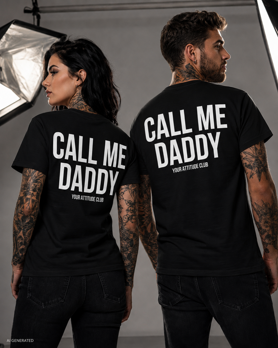 CALL ME DADDY – Weißes Unisex T-Shirt mit rotem Backprint | Regular Fit Statement Shirt | Flirty Adult Humor & Funny Couple Shirt