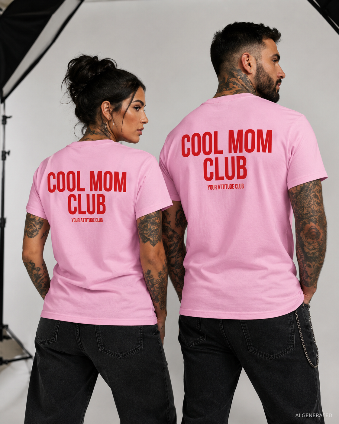 COOL MOM CLUB – Weißes Unisex T-Shirt mit rotem Backprint | Regular Fit Mama Shirt | Cool Mom Shirt | Geschenk für Mama & Muttertag
