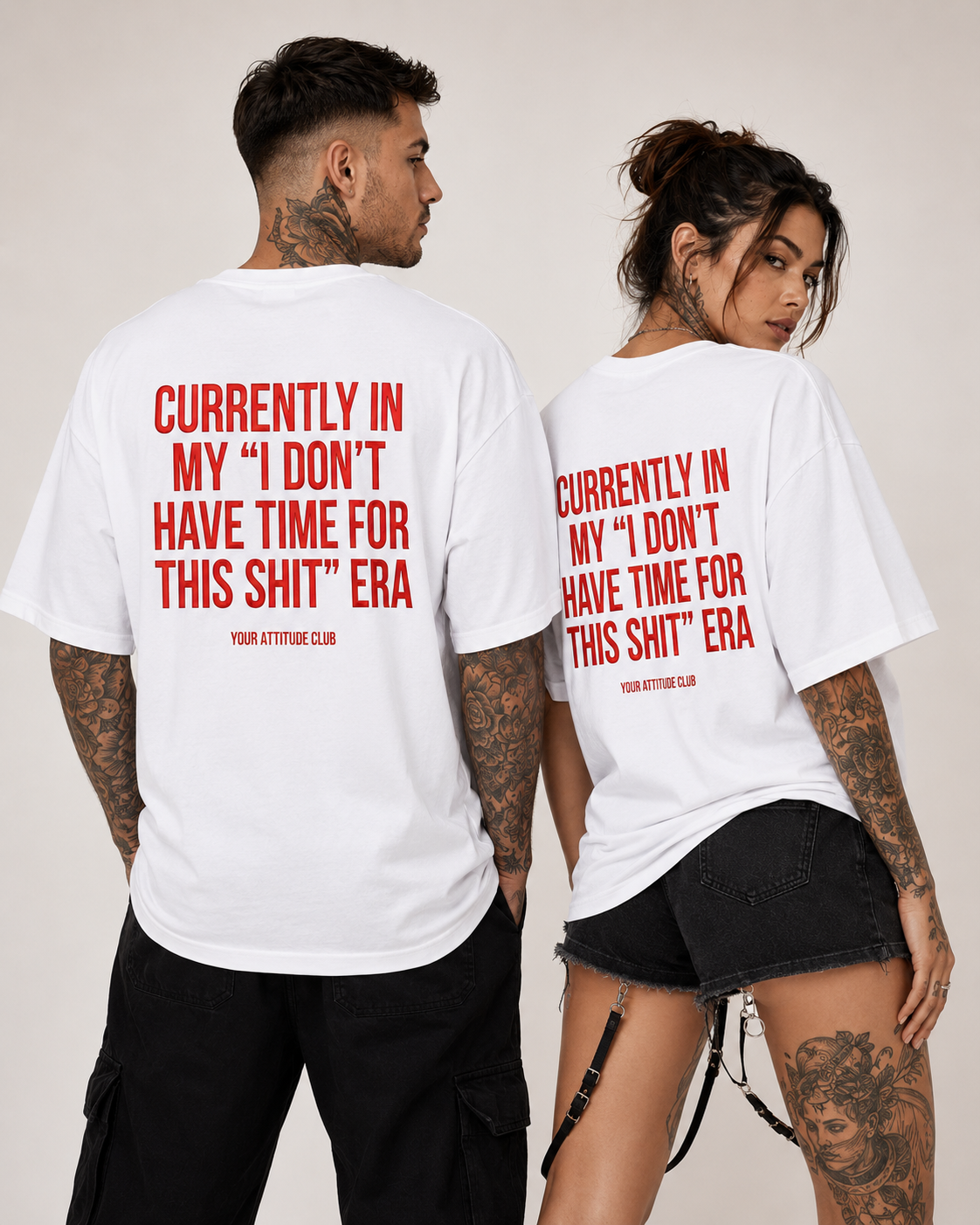 CURRENTLY IN MY “I DON’T HAVE TIME FOR THIS SHIT” ERA – schwarzes Unisex Oversize Shirt mit weißem Backprint, freches Statement T-Shirt, Streetwear