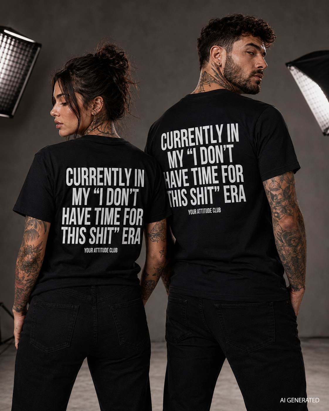 CURRENTLY IN MY “I DON’T HAVE TIME FOR THIS SHIT” ERA – Schwarzes Unisex T-Shirt mit weißem Backprint | Regular Fit Sarcastic Statement Shirt