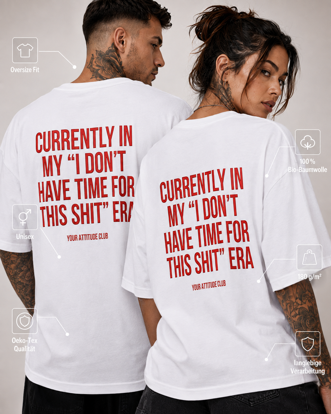CURRENTLY IN MY “I DON’T HAVE TIME FOR THIS SHIT” ERA – schwarzes Unisex Oversize Shirt mit weißem Backprint, freches Statement T-Shirt, Streetwear