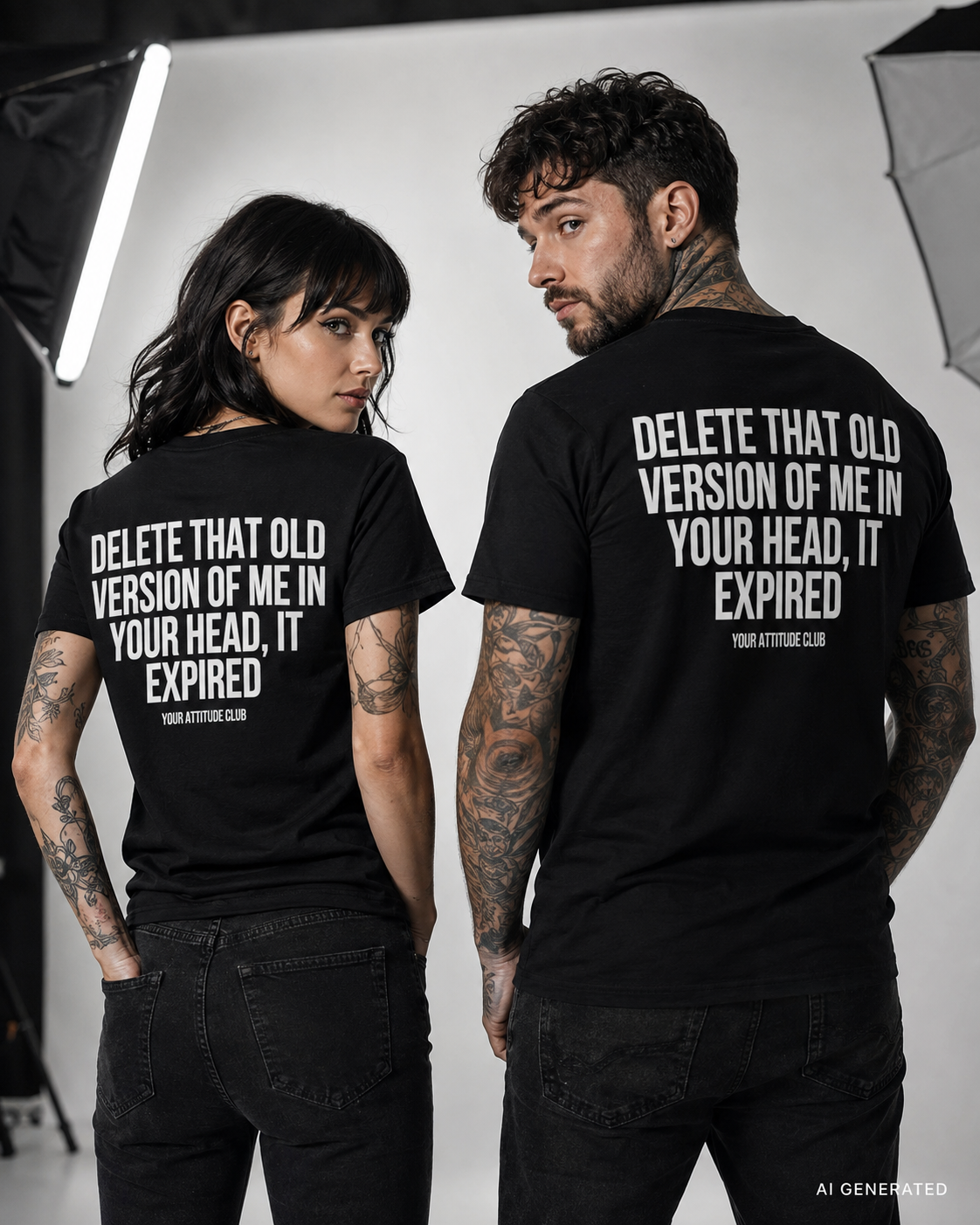 DELETE THAT OLD VERSION OF ME IN YOUR HEAD, IT EXPIRED – Schwarzes Unisex T-Shirt mit weißem Backprint | Regular Fit Self Growth Statement Shirt