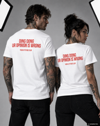 DING DONG UR OPINION IS WRONG – Schwarzes Unisex T-Shirt mit weißem Backprint | Regular Fit Sarcastic Statement Shirt | Funny Attitude Shirt