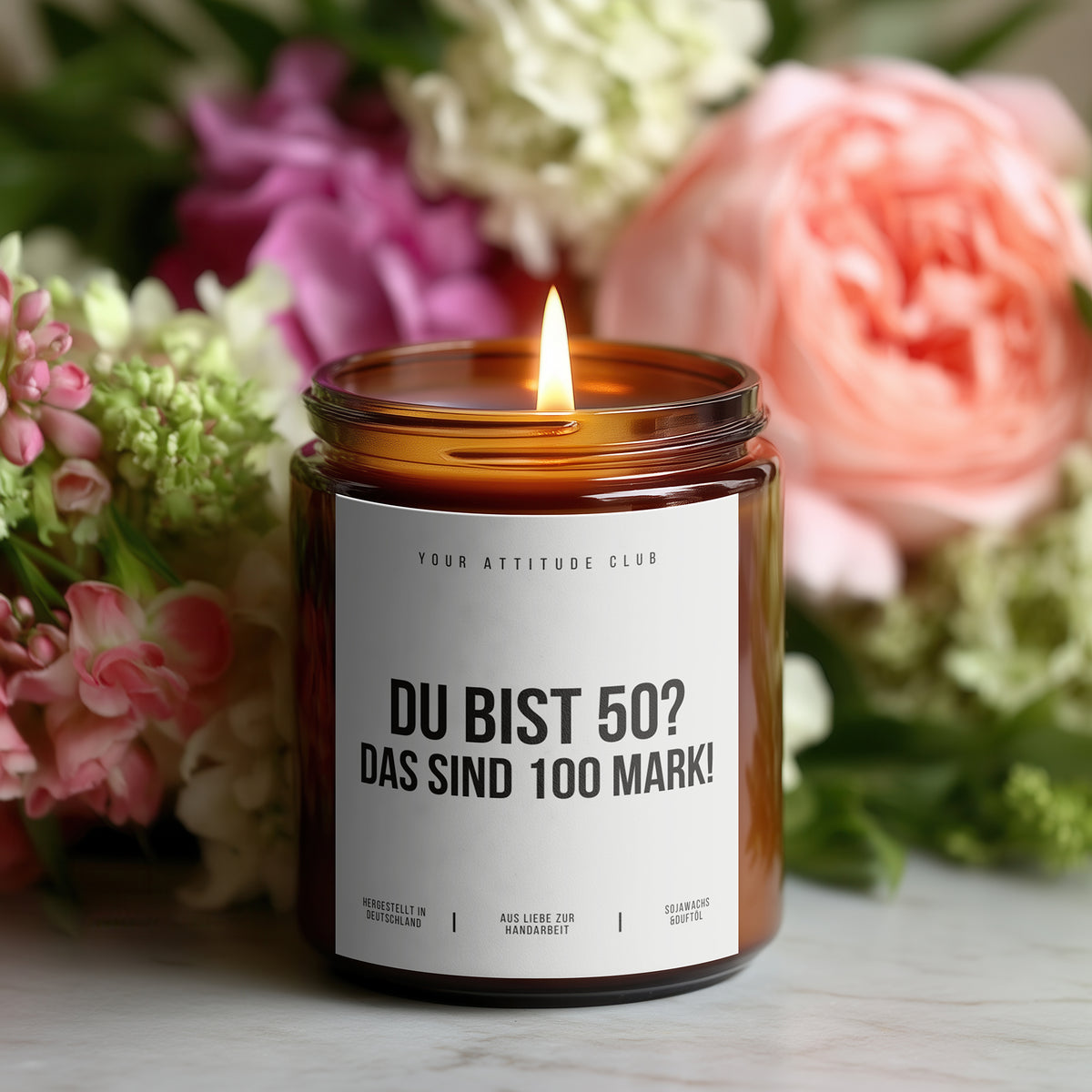 Du bist 50? Das sind 100 Mark! | Kerze Geschenk 50. Geburtstag