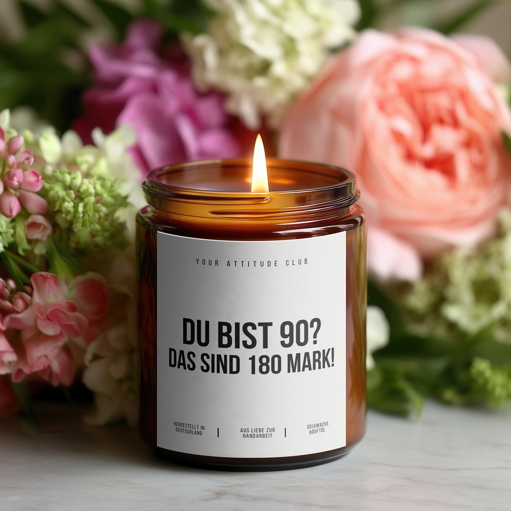 Du bist 90? Das sind 180 Mark! | Kerze Geschenk 90 Geburtstag
