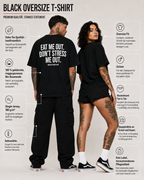EAT ME OUT. DON’T STRESS ME OUT. – weißes Unisex Oversize Shirt mit rotem Backprint, freches Statement T-Shirt, Adult Humor, Streetwear Geschenk