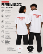 EMOTIONALLY UNAVAILABLE BUT ONLINE – weißes Unisex Oversize Shirt mit rotem Backprint, lustiges Statement T-Shirt, Dating Humor, Streetwear Geschenk