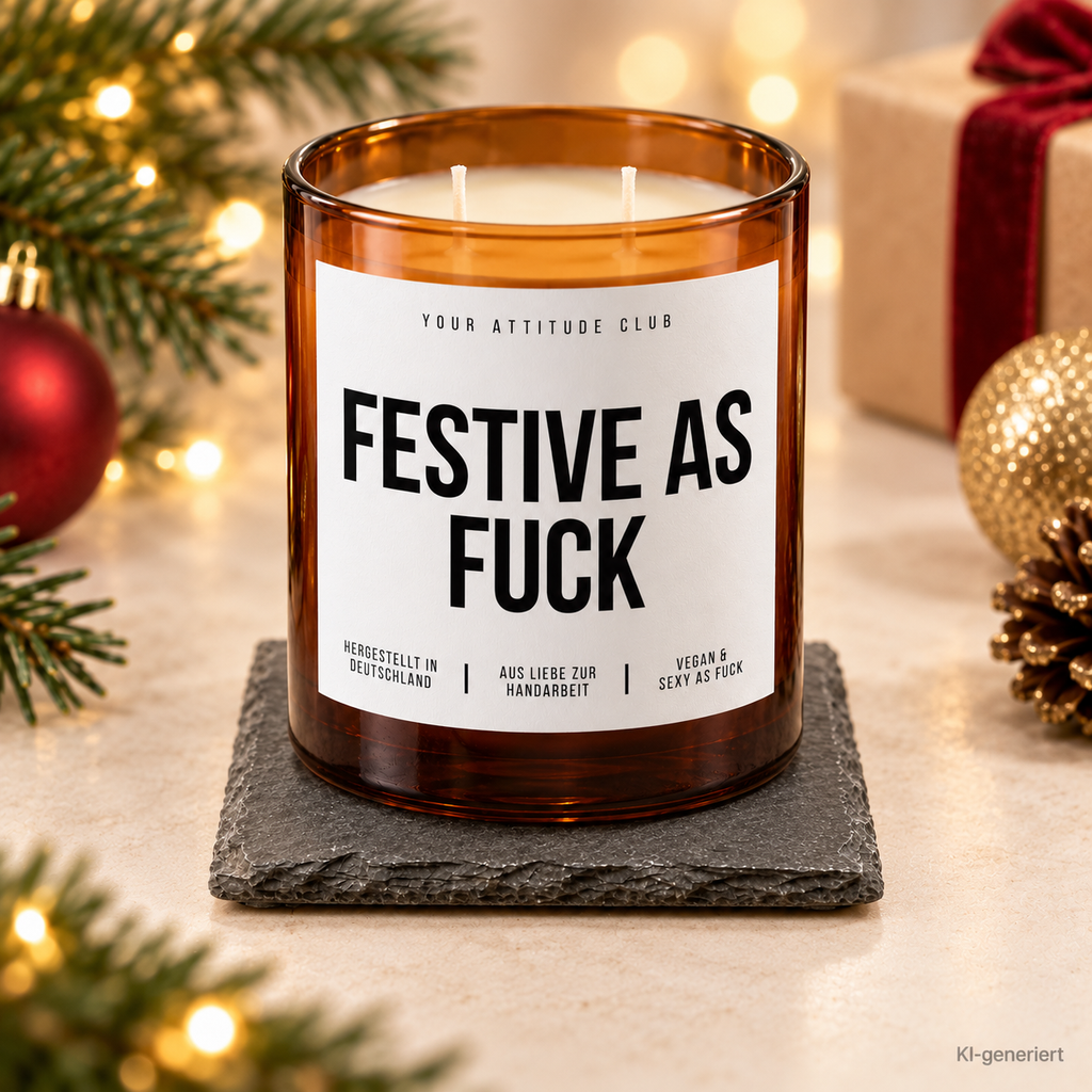 FESTIVE AS FUCK – Weihnachtskerze | Lustiges Weihnachtsgeschenk | Geschenk für Freunde, Kolleg:innen & Familie | Wichtelgeschenk Weihnachten