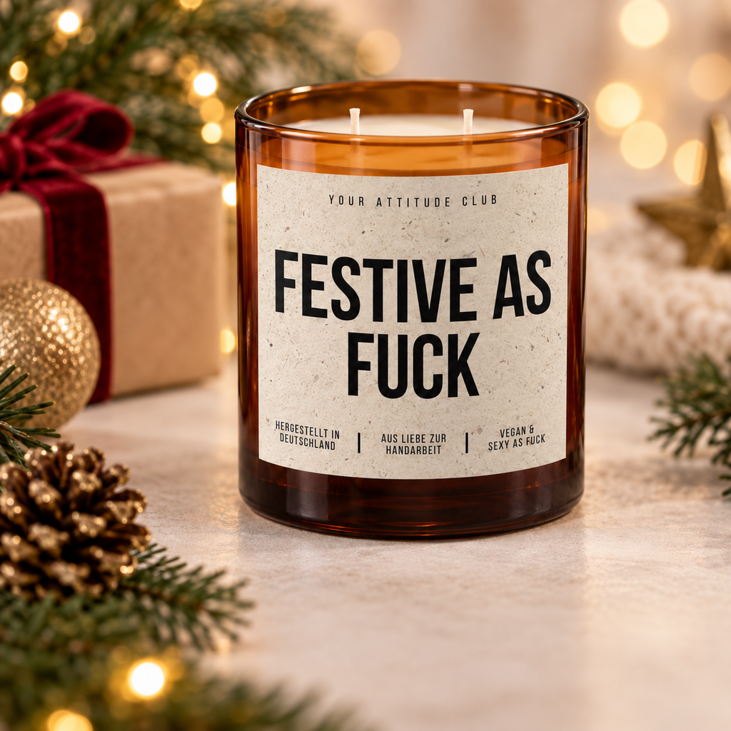 FESTIVE AS FUCK – Weihnachtskerze | Lustiges Weihnachtsgeschenk | Geschenk für Freunde, Kolleg:innen & Familie | Wichtelgeschenk Weihnachten