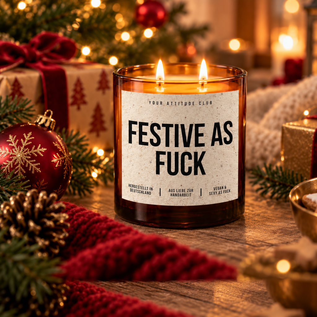 FESTIVE AS FUCK – Weihnachtskerze | Lustiges Weihnachtsgeschenk | Geschenk für Freunde, Kolleg:innen & Familie | Wichtelgeschenk Weihnachten
