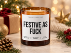 FESTIVE AS FUCK – Weihnachtskerze Naturgras Etikett | lustiges Weihnachtsgeschenk | Geschenk für Freunde, Kolleginnen & Familie | Geschenkidee Weihnachten