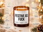 FESTIVE AS FUCK – Weihnachtskerze Naturgras Etikett | lustiges Weihnachtsgeschenk | Geschenk für Freunde, Kolleginnen & Familie | Geschenkidee Weihnachten