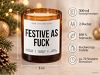 FESTIVE AS FUCK – Weihnachtskerze Naturgras Etikett | lustiges Weihnachtsgeschenk | Geschenk für Freunde, Kolleginnen & Familie | Geschenkidee Weihnachten