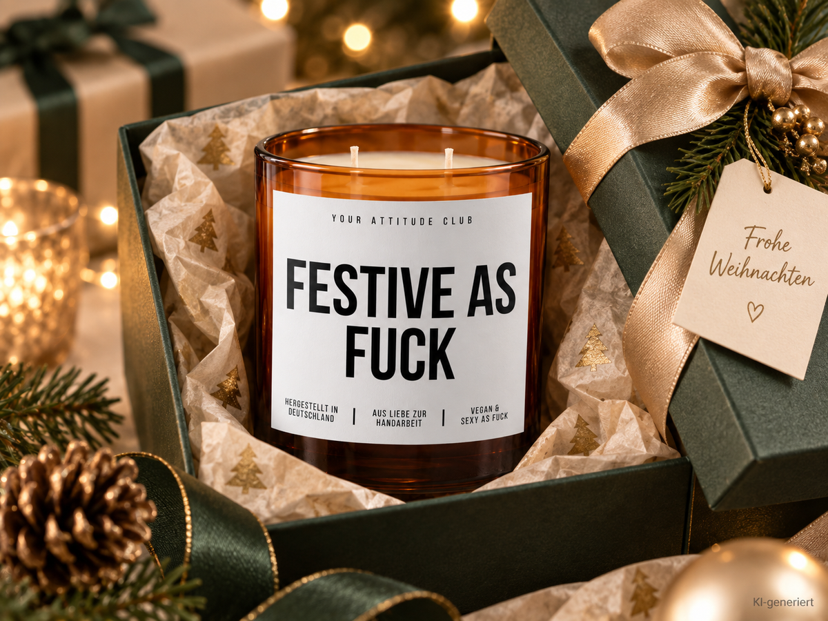 FESTIVE AS FUCK – Weihnachtskerze | Lustiges Weihnachtsgeschenk | Geschenk für Freunde, Kolleg:innen & Familie | Wichtelgeschenk Weihnachten