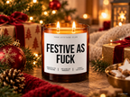 FESTIVE AS FUCK – Weihnachtskerze Naturgras Etikett | lustiges Weihnachtsgeschenk | Geschenk für Freunde, Kolleginnen & Familie | Geschenkidee Weihnachten