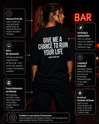 GIVE ME A CHANCE TO RUIN YOUR LIFE | Oversize Shirt Unisex mit Backprint, Statement Shirt aus Bio-Baumwolle