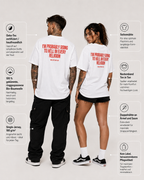 I’M PROBABLY GOING TO HELL IN EVERY RELIGION – schwarzes Oversize Unisex Shirt, weißer Backprint, schwarzer Humor, freches Statement Shirt