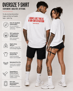 LOOKS LIKE THIS IS A GIN-GIN SITUATION – schwarzes Oversize Unisex Shirt, weißer Backprint, Gin Shirt, lustiges Spruchshirt, Party Geschenk