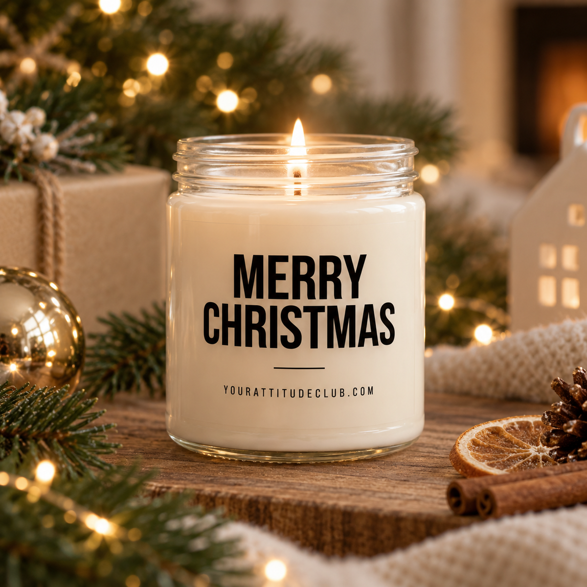 MERRY CHRISTMAS | Weihnachtskerze, Weihnachtsgeschenk, Geschenk für Familie, Freunde, Kollegen, Nachbarn, Wichtelgeschenk