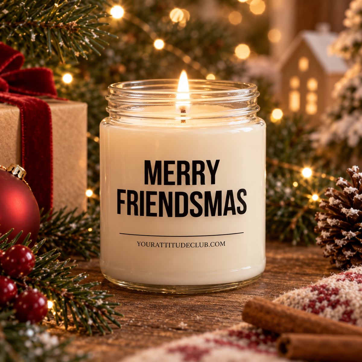 MERRY FRIENDSMAS | Weihnachtskerze, Weihnachtsgeschenk für beste Freundin, besten Freund, Freundeskreis, Friendsmas Geschenk, Wichtelgeschenk