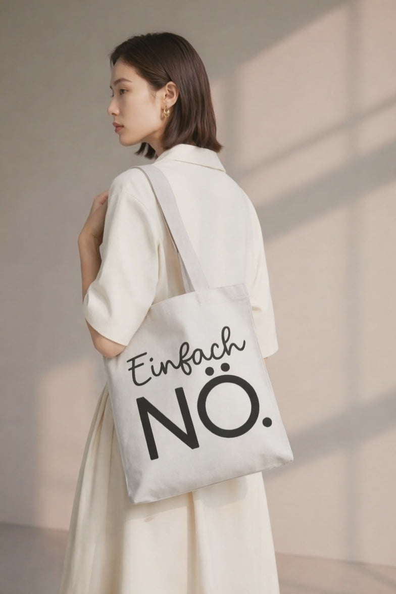 Einfach NÖ. Baumwollbeutel beige Jutebeutel mit Spruch Stoffbeutel Tasche mit Text Geschenk für Frauen Freundin Einkaufstasche Schultertasche nachhaltig
